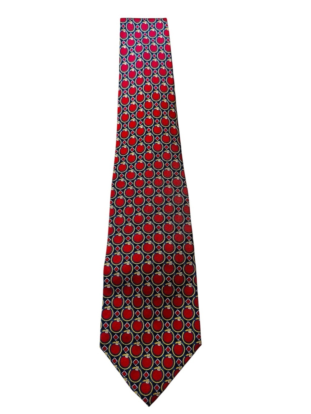 Polo Ralph Lauren Mens Neck Tie Red Blue Gold Circle 100% Silk Hand Made USA